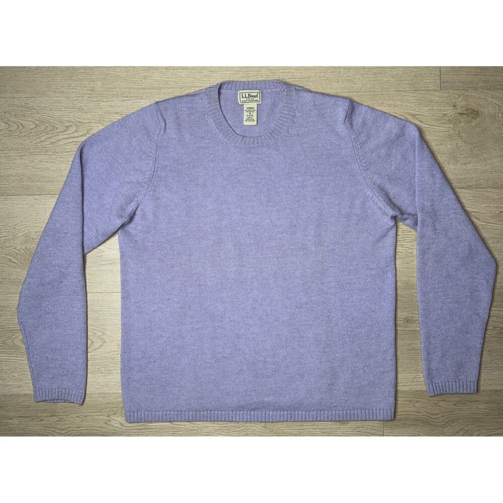 L.L. Bean Womens Size Medium Lavender Purple Lambswool Blend Crewneck Sweater